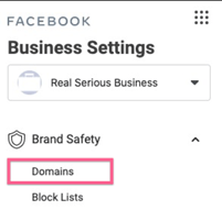 Facebook Domains Menu